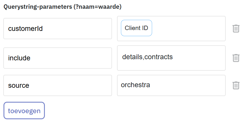 Query string parameters toevoegen aan een API call in Orchestra