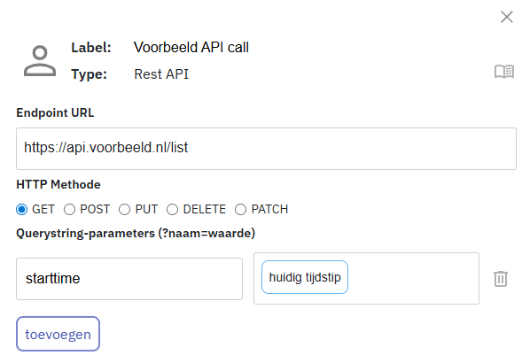 Voorbeeld van een API call