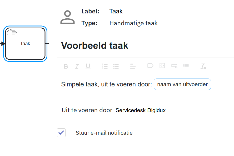 Voorbeeld van een BPMN taak