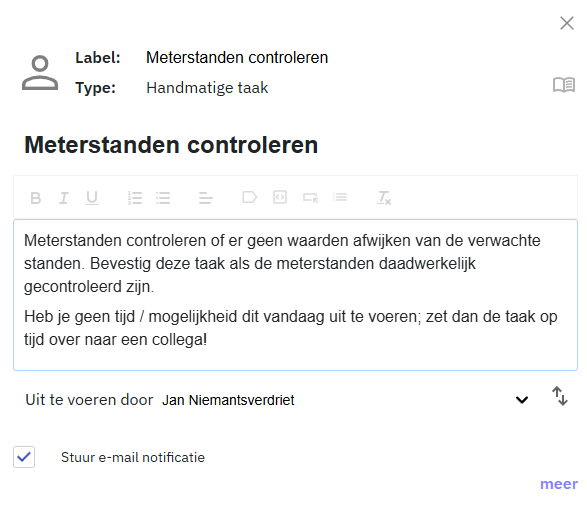 Voorbeeld van een handmatige taak